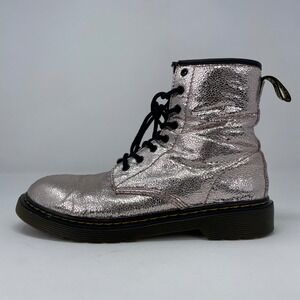 Dr Martens 1460 Y Metallic Rose Gold Pink Crackle Side Zip Grunge Boots Womens 6